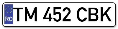 Placuta inmatriculare numar auto  TM-452-CBK, TM 452 CBK, TM452CBK