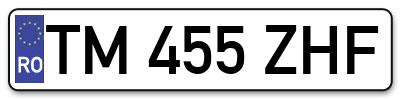 Placuta inmatriculare numar auto  TM-455-ZHF, TM 455 ZHF, TM455ZHF