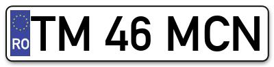 Placuta inmatriculare numar auto  TM-46-MCN, TM 46 MCN, TM46MCN