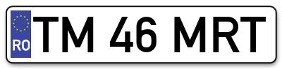 Placuta inmatriculare numar auto  TM-46-MRT, TM 46 MRT, TM46MRT