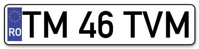 Placuta inmatriculare numar auto  TM-46-TVM, TM 46 TVM, TM46TVM