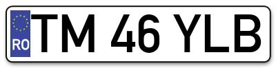 Placuta inmatriculare numar auto  TM-46-YLB, TM 46 YLB, TM46YLB