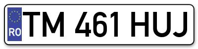Placuta inmatriculare numar auto  TM-461-HUJ, TM 461 HUJ, TM461HUJ
