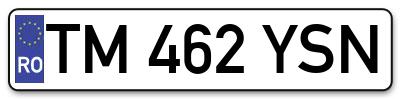 Placuta inmatriculare numar auto  TM-462-YSN, TM 462 YSN, TM462YSN