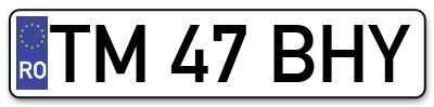 Placuta inmatriculare numar auto  TM-47-BHY, TM 47 BHY, TM47BHY