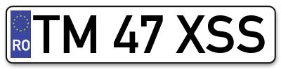 Placuta inmatriculare numar auto  TM-47-XSS, TM 47 XSS, TM47XSS