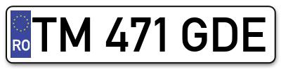 Placuta inmatriculare numar auto  TM-471-GDE, TM 471 GDE, TM471GDE