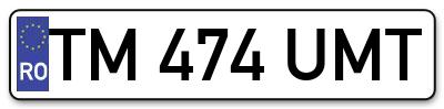 Placuta inmatriculare numar auto  TM-474-UMT, TM 474 UMT, TM474UMT