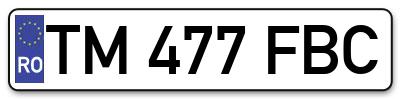 Placuta inmatriculare numar auto  TM-477-FBC, TM 477 FBC, TM477FBC