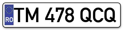 Placuta inmatriculare numar auto  TM-478-QCQ, TM 478 QCQ, TM478QCQ