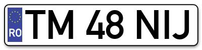 Placuta inmatriculare numar auto  TM-48-NIJ, TM 48 NIJ, TM48NIJ