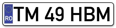 Placuta inmatriculare numar auto  TM-49-HBM, TM 49 HBM, TM49HBM