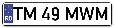 Placuta inmatriculare numar auto  TM-49-MWM, TM 49 MWM, TM49MWM
