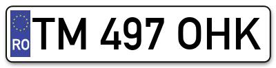 Placuta inmatriculare numar auto  TM-497-OHK, TM 497 OHK, TM497OHK