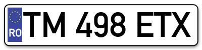 Placuta inmatriculare numar auto  TM-498-ETX, TM 498 ETX, TM498ETX
