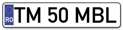 Placuta inmatriculare numar auto  TM-50-MBL, TM 50 MBL, TM50MBL