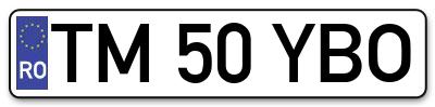 Placuta inmatriculare numar auto  TM-50-YBO, TM 50 YBO, TM50YBO