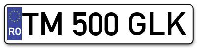 Placuta inmatriculare numar auto  TM-500-GLK, TM 500 GLK, TM500GLK