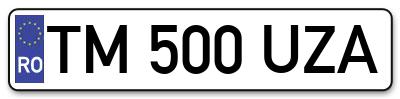 Placuta inmatriculare numar auto  TM-500-UZA, TM 500 UZA, TM500UZA