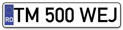 Placuta inmatriculare numar auto  TM-500-WEJ, TM 500 WEJ, TM500WEJ