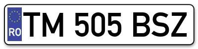 Placuta inmatriculare numar auto  TM-505-BSZ, TM 505 BSZ, TM505BSZ