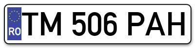 Placuta inmatriculare numar auto  TM-506-PAH, TM 506 PAH, TM506PAH