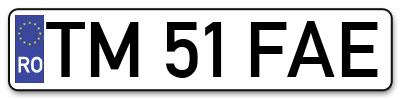 Placuta inmatriculare numar auto  TM-51-FAE, TM 51 FAE, TM51FAE