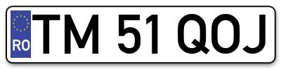 Placuta inmatriculare numar auto  TM-51-QOJ, TM 51 QOJ, TM51QOJ