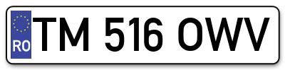 Placuta inmatriculare numar auto  TM-516-OWV, TM 516 OWV, TM516OWV