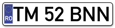 Placuta inmatriculare numar auto  TM-52-BNN, TM 52 BNN, TM52BNN