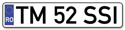 Placuta inmatriculare numar auto  TM-52-SSI, TM 52 SSI, TM52SSI