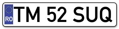 Placuta inmatriculare numar auto  TM-52-SUQ, TM 52 SUQ, TM52SUQ
