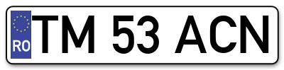 Placuta inmatriculare numar auto  TM-53-ACN, TM 53 ACN, TM53ACN