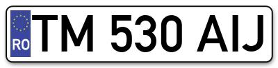 Placuta inmatriculare numar auto  TM-530-AIJ, TM 530 AIJ, TM530AIJ