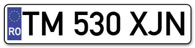 Placuta inmatriculare numar auto  TM-530-XJN, TM 530 XJN, TM530XJN