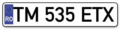 Placuta inmatriculare numar auto  TM-535-ETX, TM 535 ETX, TM535ETX