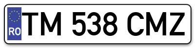 Placuta inmatriculare numar auto  TM-538-CMZ, TM 538 CMZ, TM538CMZ