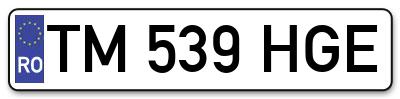 Placuta inmatriculare numar auto  TM-539-HGE, TM 539 HGE, TM539HGE