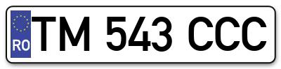 Placuta inmatriculare numar auto  TM-543-CCC, TM 543 CCC, TM543CCC