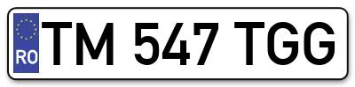 Placuta inmatriculare numar auto  TM-547-TGG, TM 547 TGG, TM547TGG