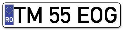 Placuta inmatriculare numar auto  TM-55-EOG, TM 55 EOG, TM55EOG