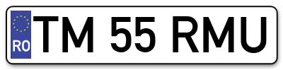 Placuta inmatriculare numar auto  TM-55-RMU, TM 55 RMU, TM55RMU