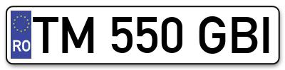 Placuta inmatriculare numar auto  TM-550-GBI, TM 550 GBI, TM550GBI