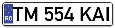 Placuta inmatriculare numar auto  TM-554-KAI, TM 554 KAI, TM554KAI