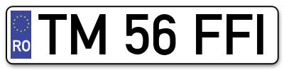 Placuta inmatriculare numar auto  TM-56-FFI, TM 56 FFI, TM56FFI