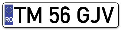 Placuta inmatriculare numar auto  TM-56-GJV, TM 56 GJV, TM56GJV