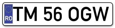 Placuta inmatriculare numar auto  TM-56-OGW, TM 56 OGW, TM56OGW