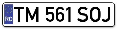 Placuta inmatriculare numar auto  TM-561-SOJ, TM 561 SOJ, TM561SOJ
