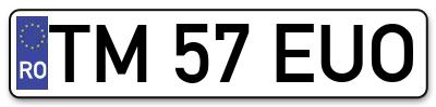 Placuta inmatriculare numar auto  TM-57-EUO, TM 57 EUO, TM57EUO