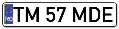 Placuta inmatriculare numar auto  TM-57-MDE, TM 57 MDE, TM57MDE